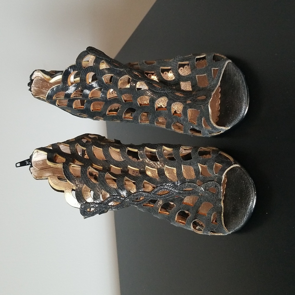 Lace laser cut ankle back zipper 3" heels